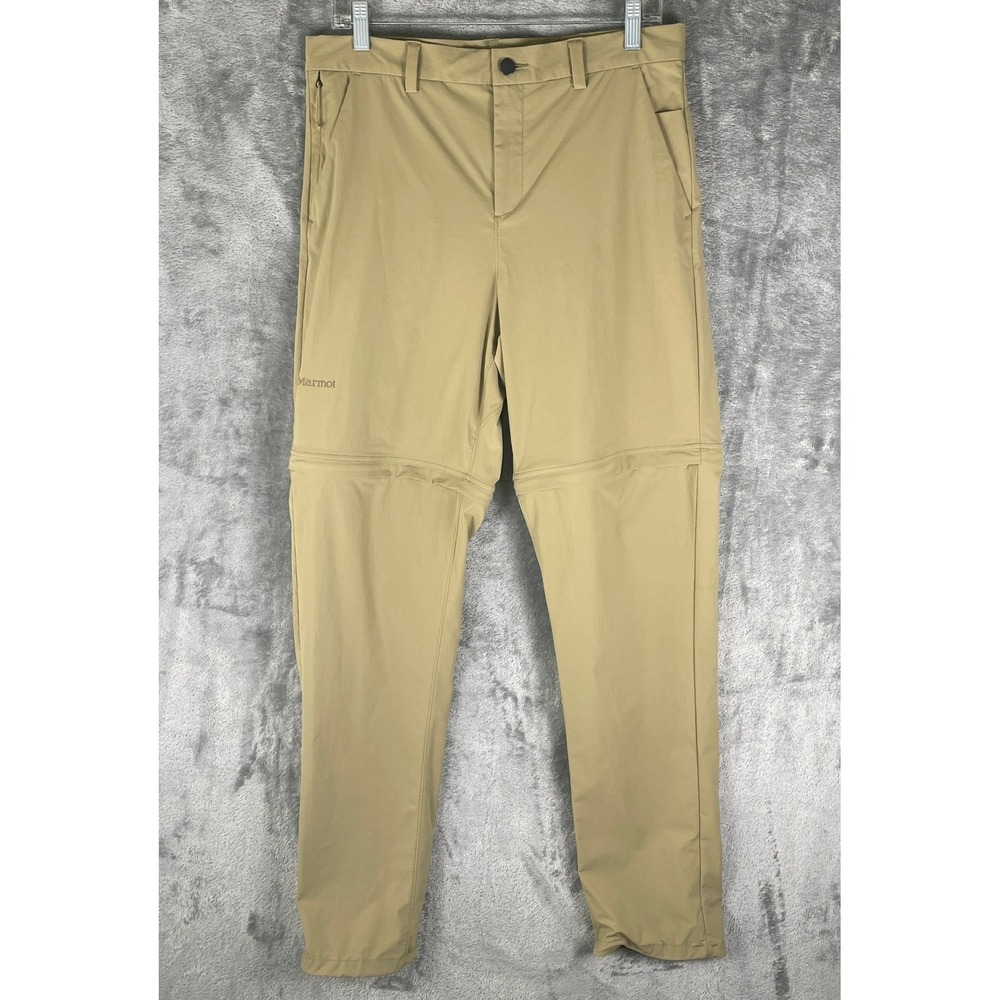 Marmot Arch Rock Convertible Pants Mens 32 Khaki Tan Zip Off Adjustable Stretch